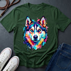 Siberian Husky Graphic Pop Art Shirt — Vibrant Neon Wolf Head Tee - Comfort Colors 1717