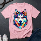 Siberian Husky Graphic Pop Art Shirt — Vibrant Neon Wolf Head Tee - Comfort Colors 1717