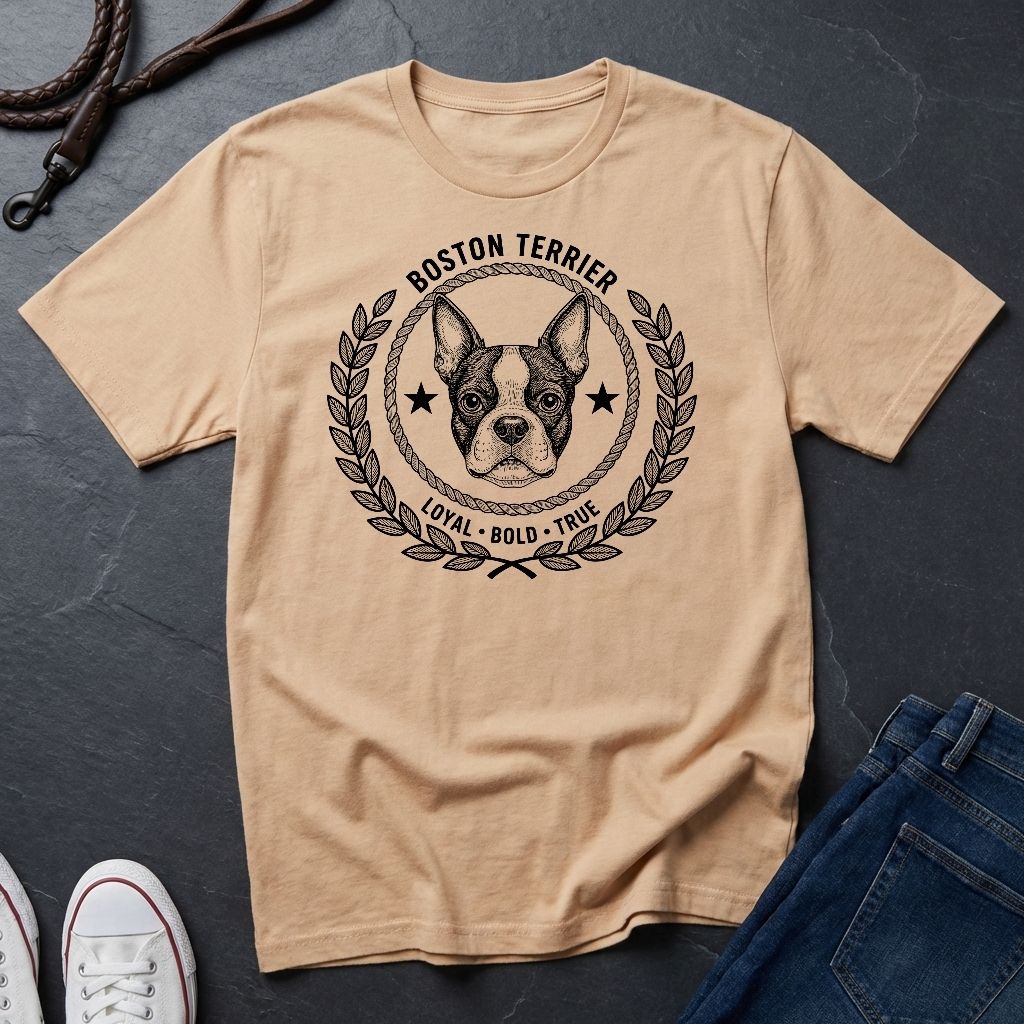 Boston Terrier Heritage Badge Shirt — Loyal Bold True Dog Breed Tee - Comfort Colors 1717