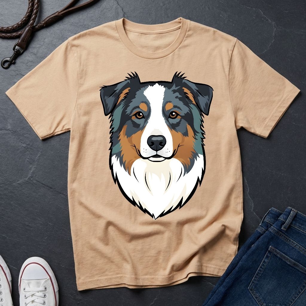 Australian Shepherd Graphic Pop Art Shirt — Bold Blue Merle Aussie Tee - Comfort Colors 1717