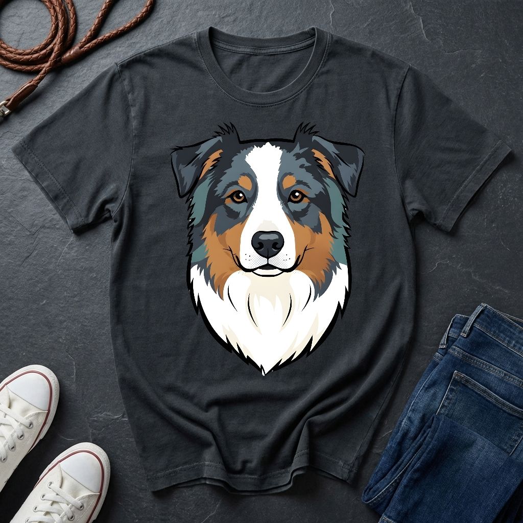 Australian Shepherd Graphic Pop Art Shirt — Bold Blue Merle Aussie Tee — Comfort Colors 1717