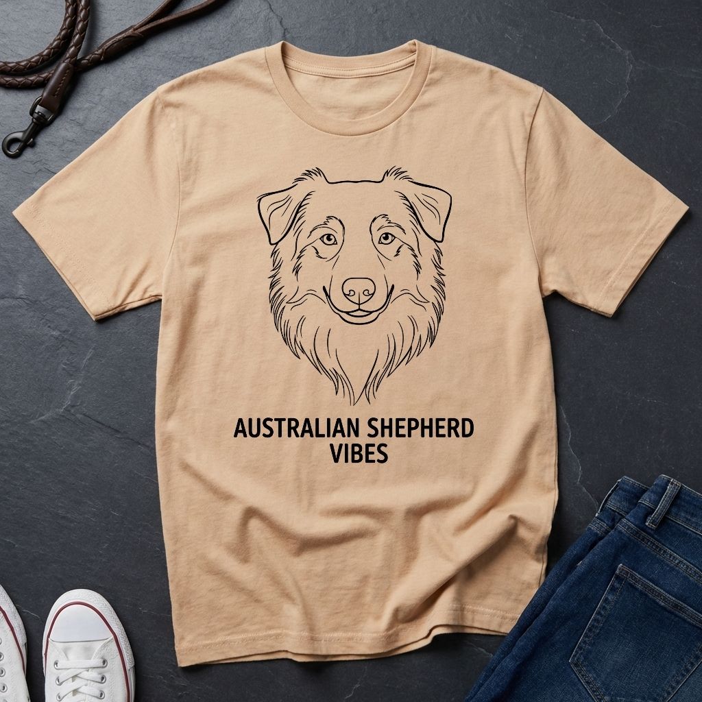 Australian Shepherd Vibes Comfort Colors Shirt — Bold Line Art Dog Tee