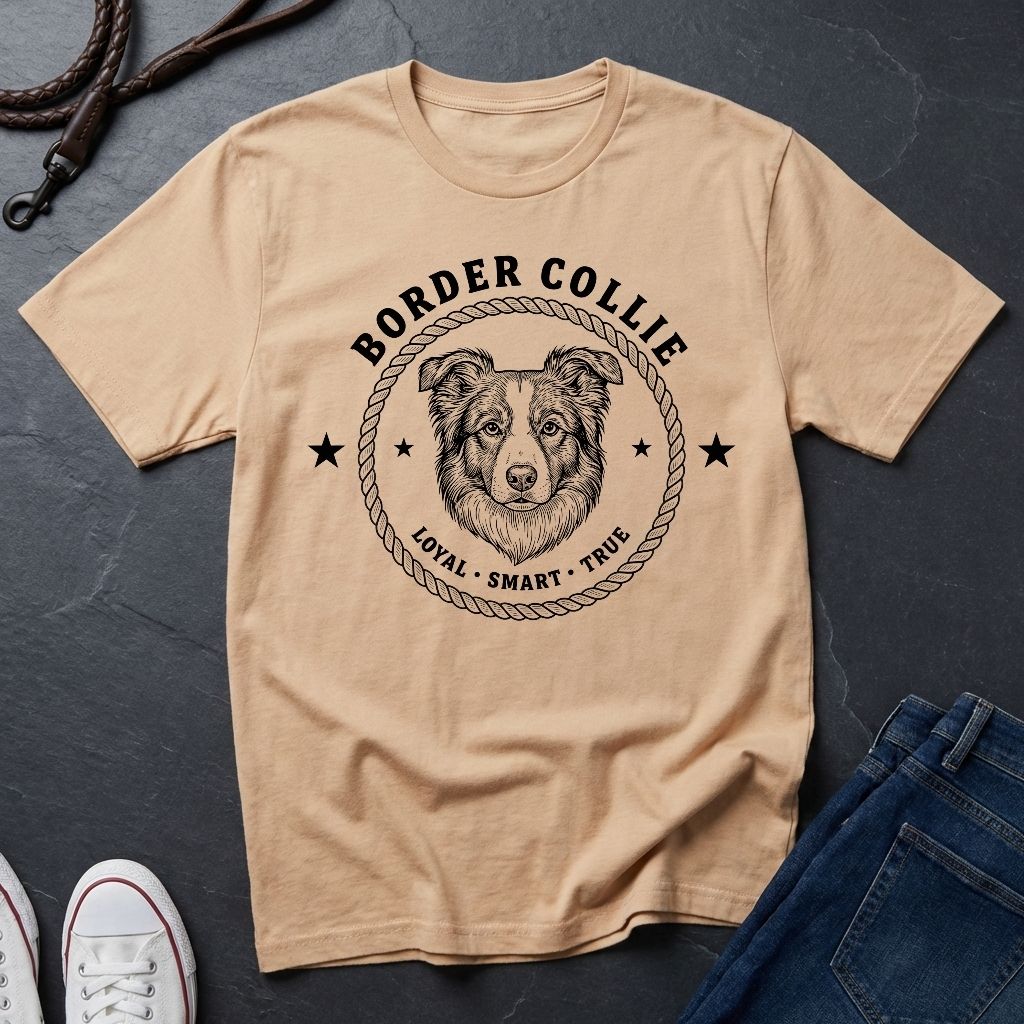 Border Collie Heritage Badge Shirt — Loyal Smart True Dog Tee — Comfort Colors 1717