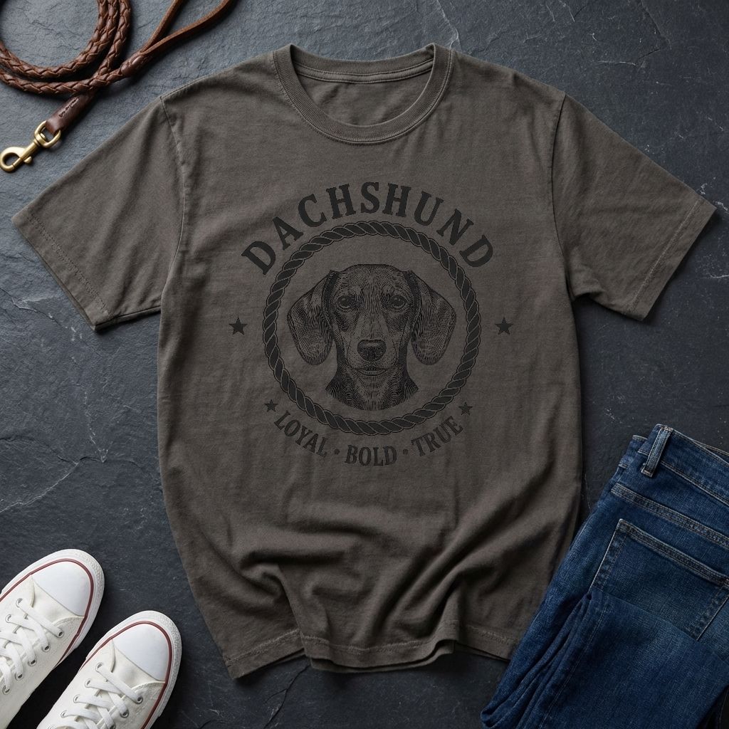 Gray Comfort Colors t-shirt with Australian Shepherd graphic and text on a dark surface with shoes and jeans.