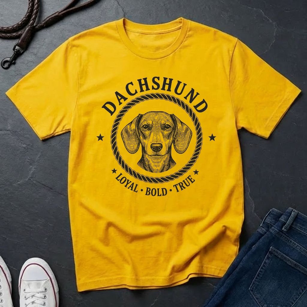Dachshund Heritage Badge Shirt — Loyal Bold True Dog Breed Tee — Comfort Colors 1717