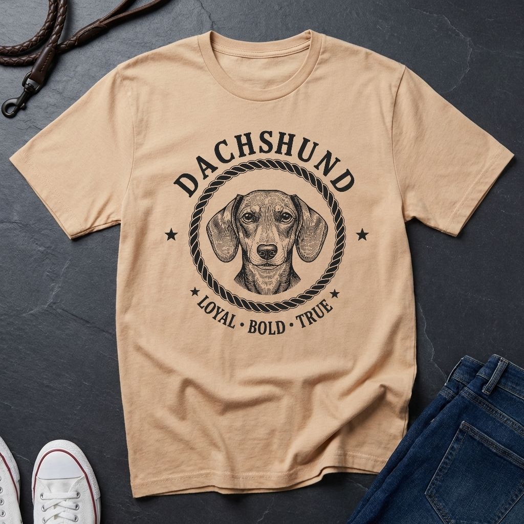 Dachshund Heritage Badge Shirt — Loyal Bold True Dog Breed Tee - Comfort Colors 1717