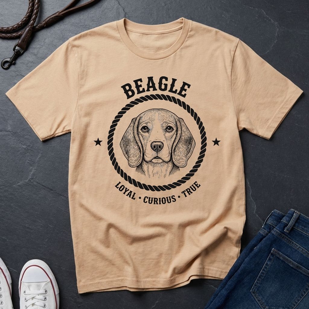 Beagle "Loyal Curious True" Retro Badge Comfort Colors T-Shirt
