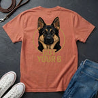 Comfort Colors T-shirt with a dog graphic and 'Got Your 6' text on a dark surface with shoes and jeans.