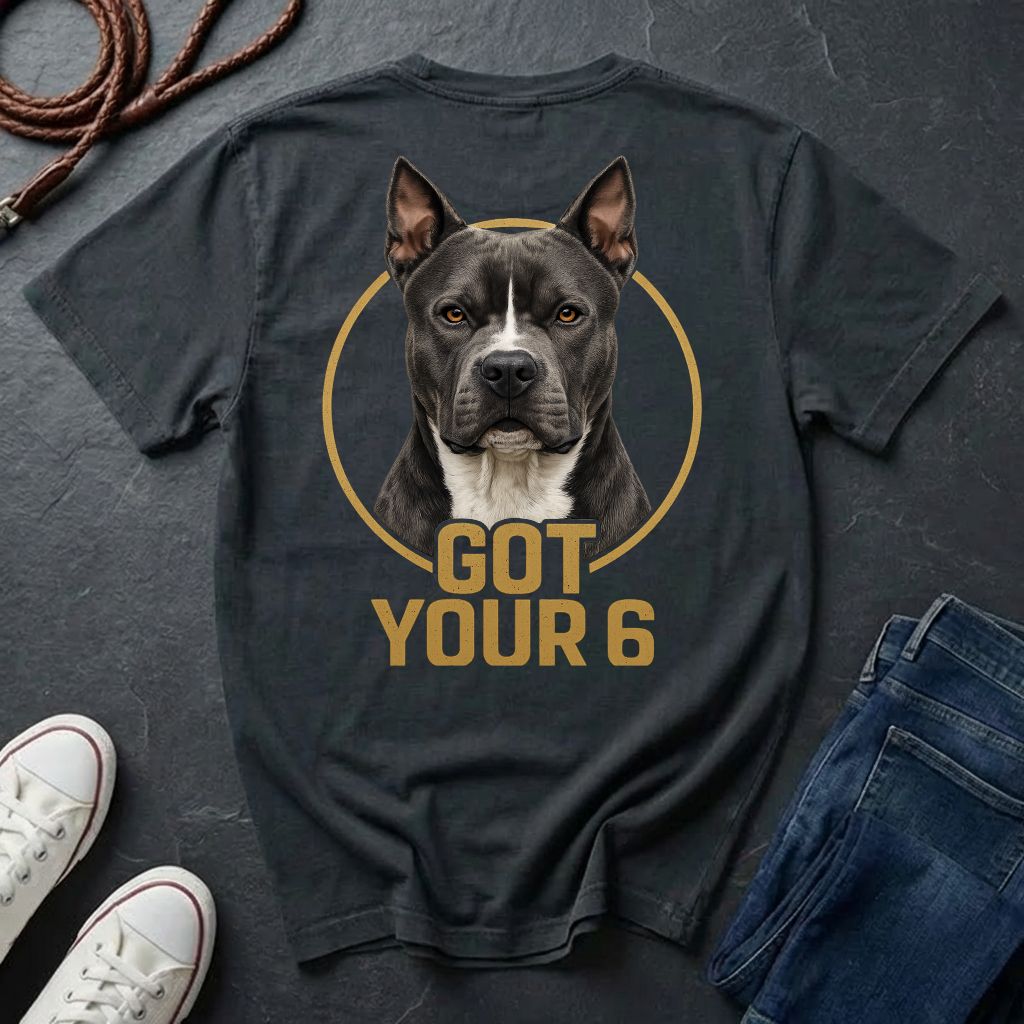 Got Your 6 Pit Bull Graphic Pop Art T-Shirt – Cropped Ears Edition - Comfort Colors 1717 