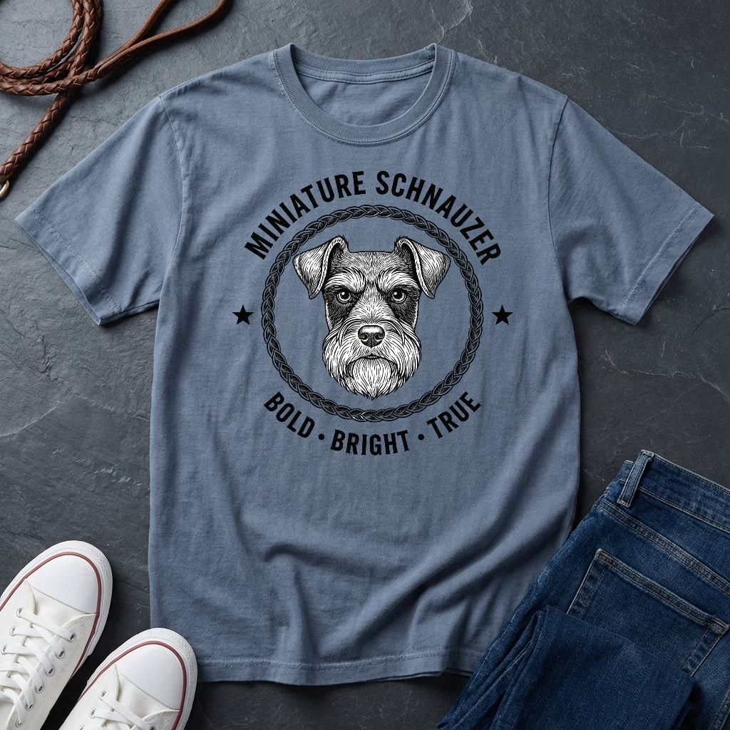 Miniature Schnauzer "Bold • Bright • True" heritage badge T-Shirt on Comfort Colors 1717