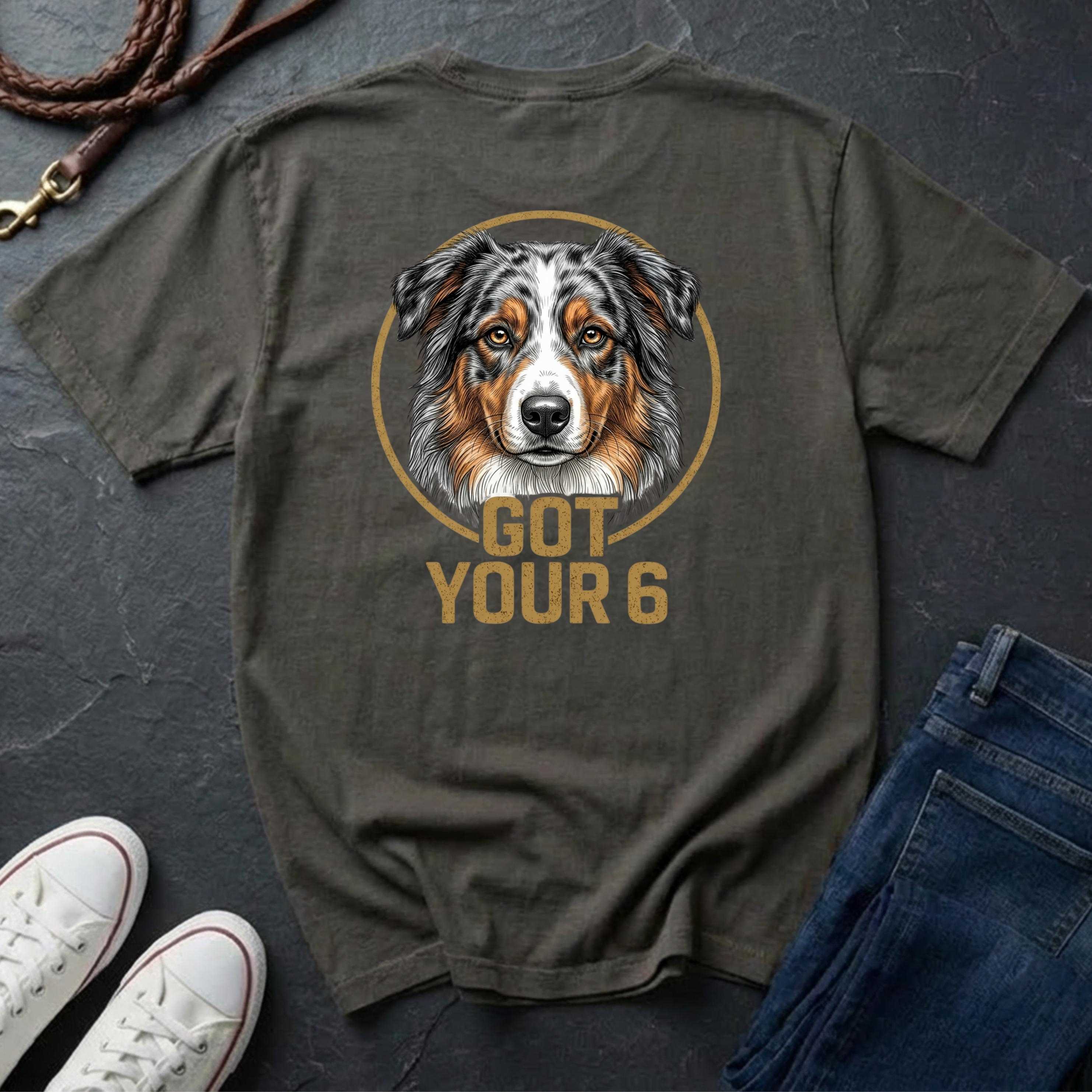 Australian Shepherd Got Your 6 Shirt - Premium Dog Apparel on Comfort Colors Tee