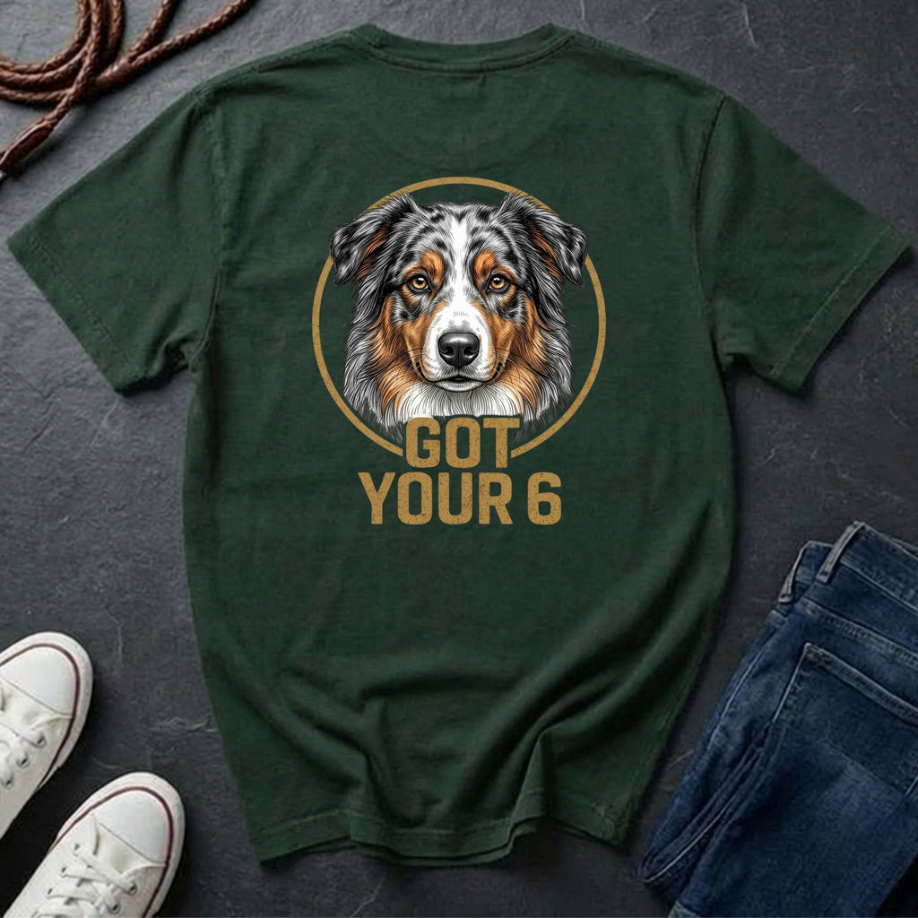 Australian Shepherd Got Your 6 Shirt - Premium Dog Apparel on Comfort Colors Tee
