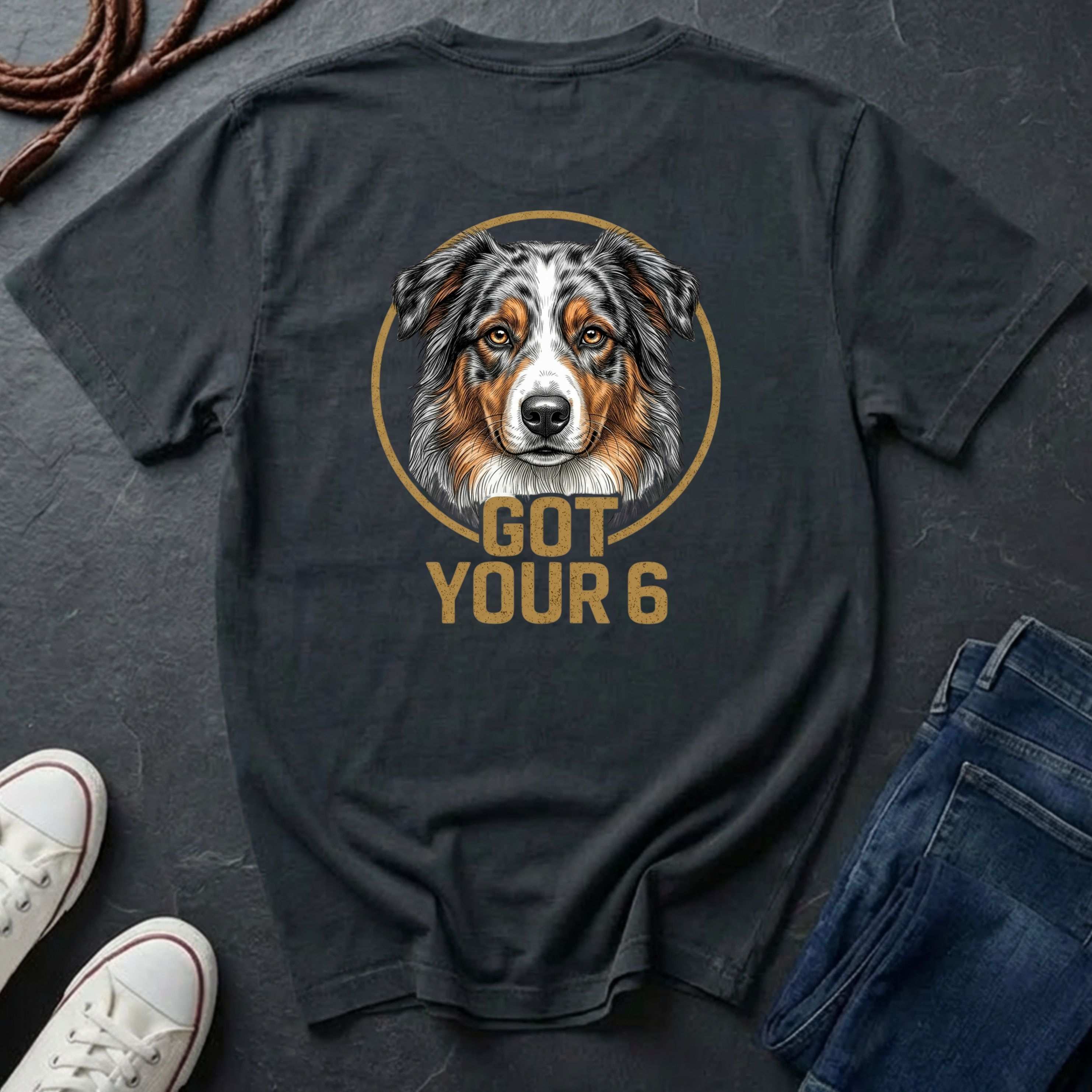 Australian Shepherd Got Your 6 Shirt - Premium Dog Apparel on Comfort Colors Tee