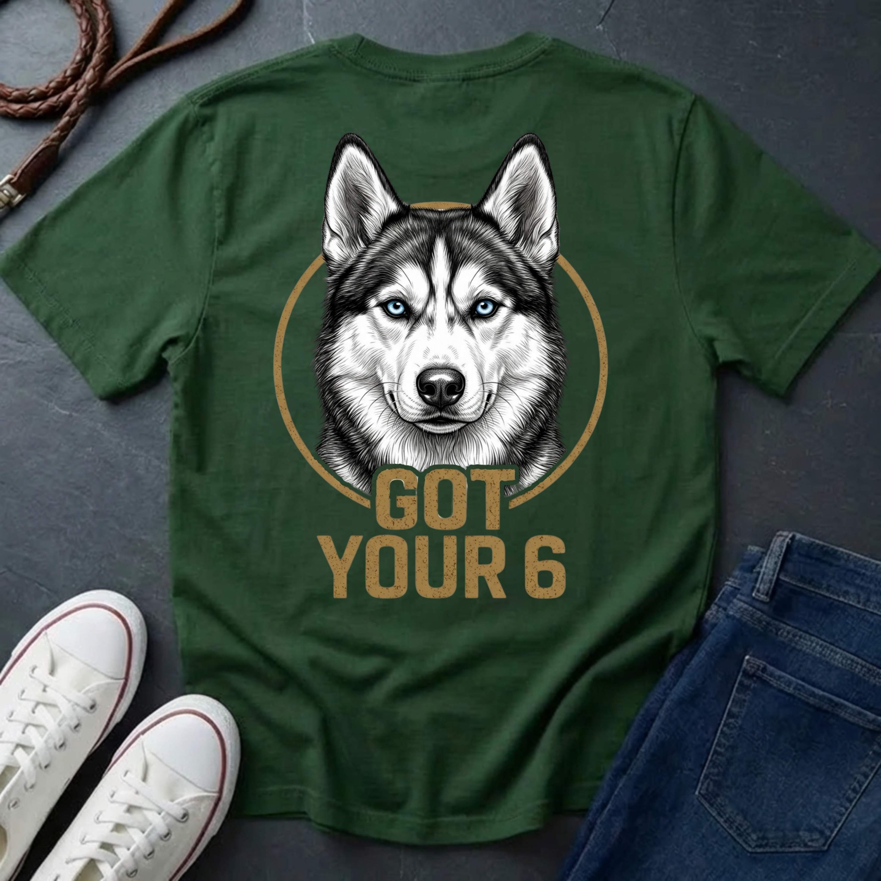 Siberian Husky Got Your 6 Shirt - Premium Dog Apparel on Comfort Colors Tee