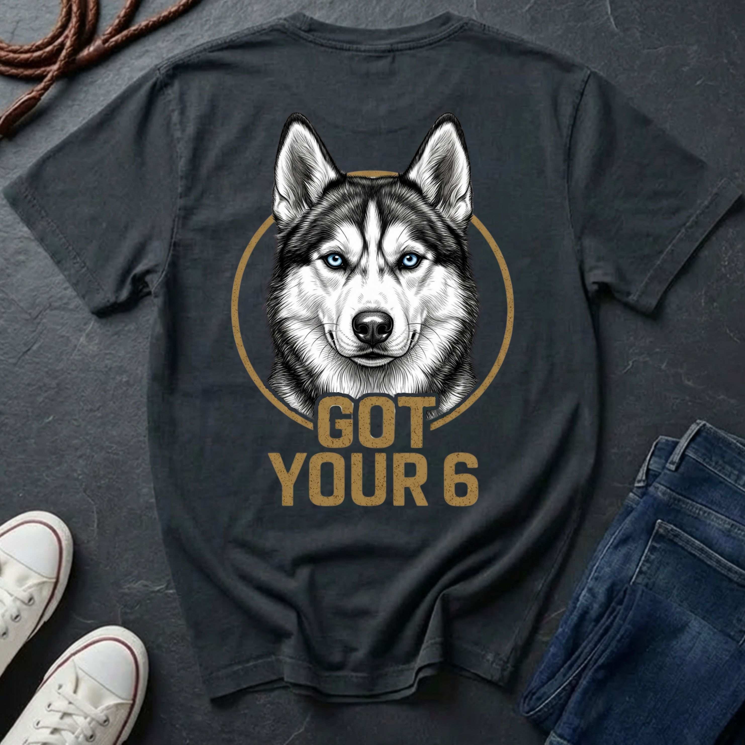 Siberian Husky Got Your 6 Shirt - Premium Dog Apparel on Comfort Colors Tee