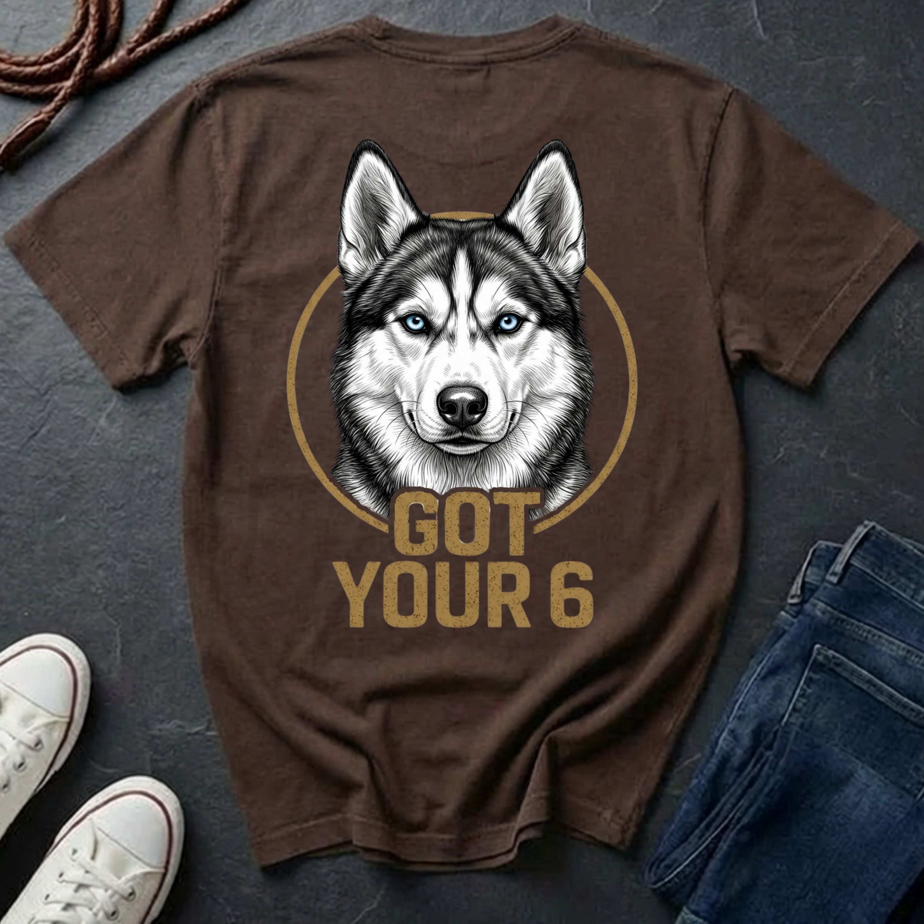 Siberian Husky Got Your 6 Shirt - Premium Dog Apparel on Comfort Colors Tee
