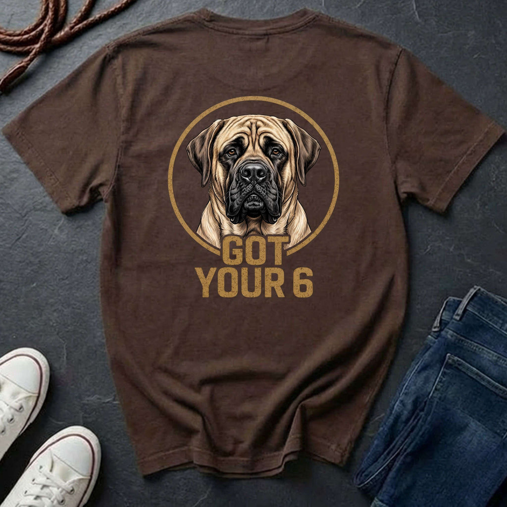 Mastiff Got Your 6 Shirt - Premium Dog Apparel for Guardian Owners on Comfort Colors Tee