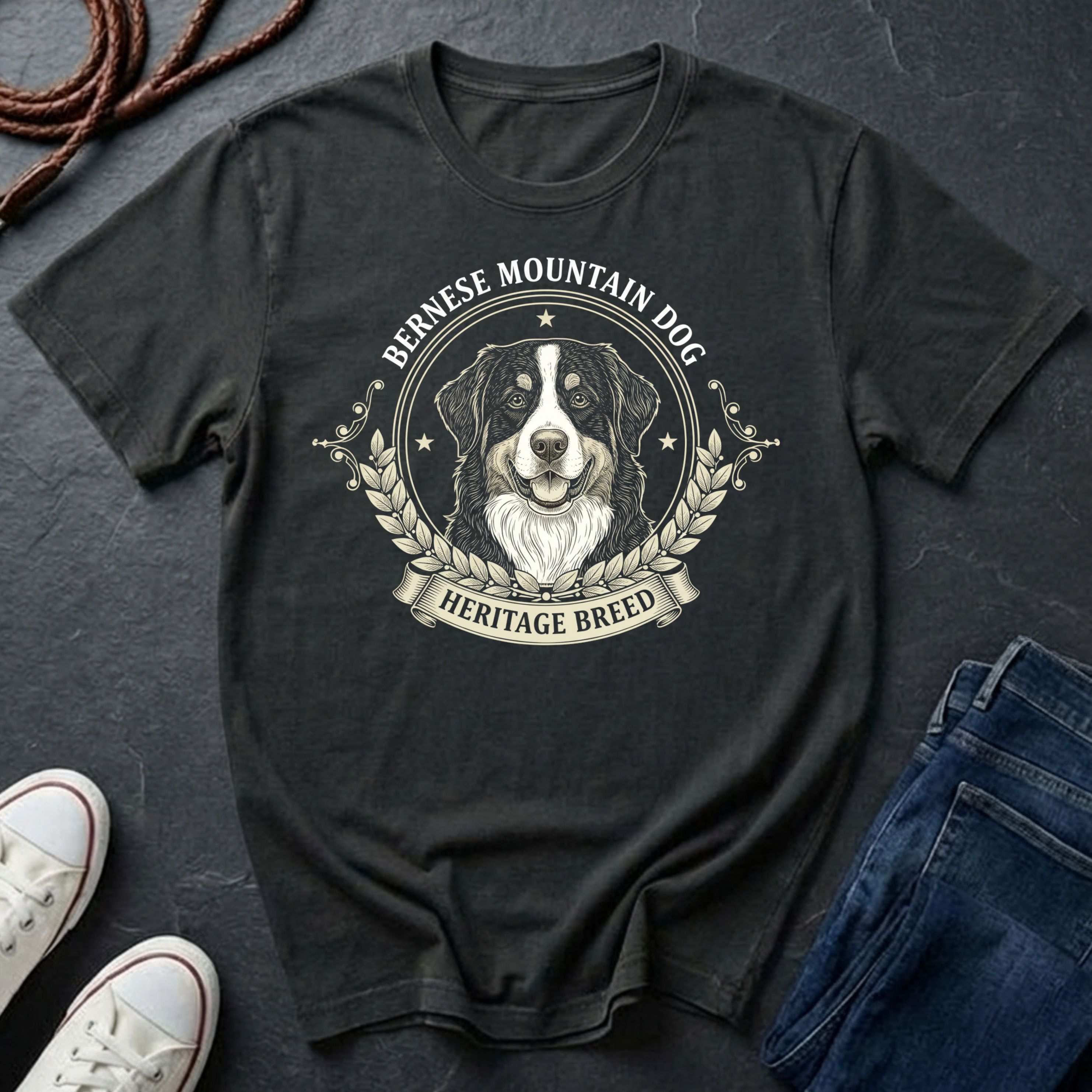 Bernese Mountain Dog Heritage Breed Shirt on Comfort Color Tee