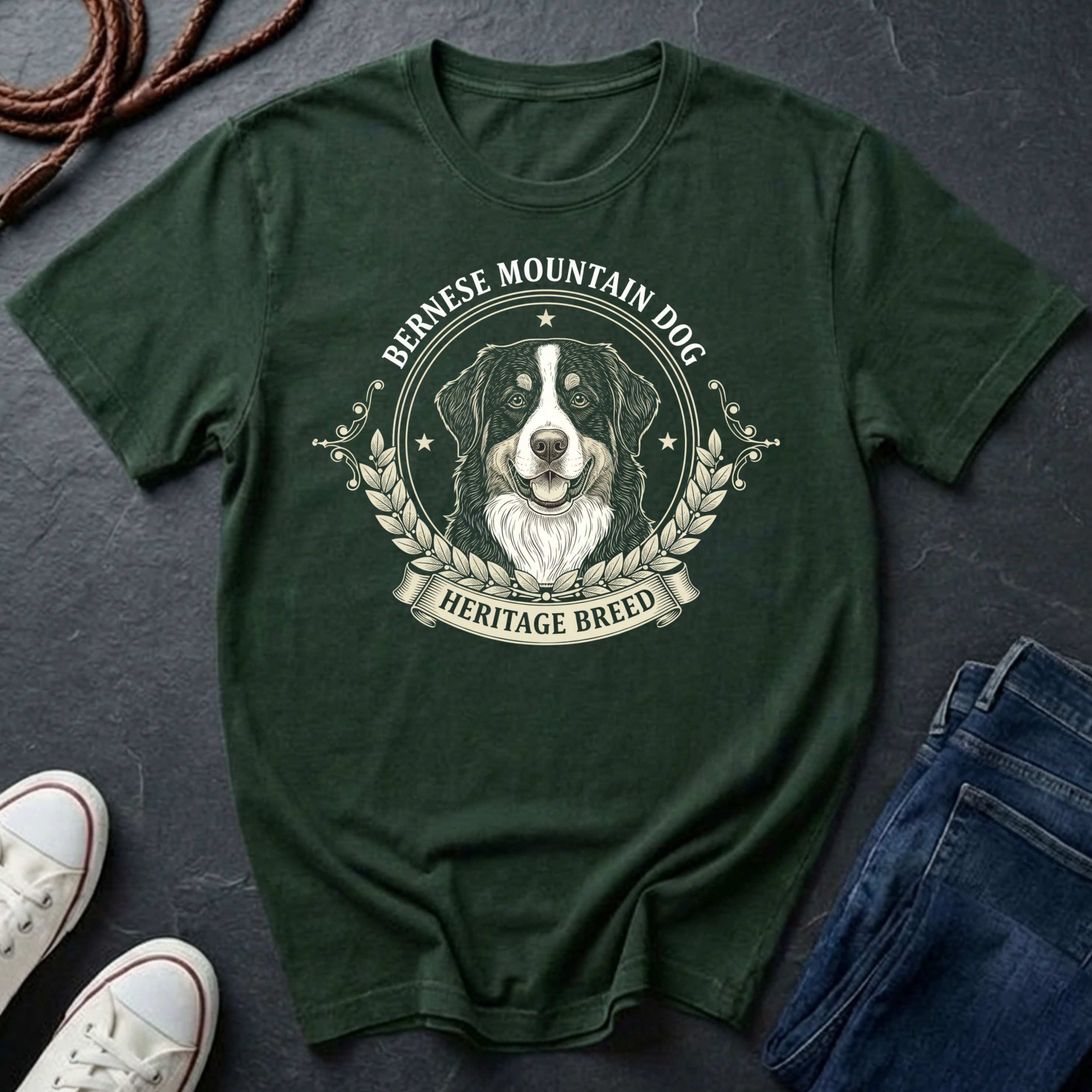 Bernese Mountain Dog Heritage Breed Shirt on Comfort Color Tee