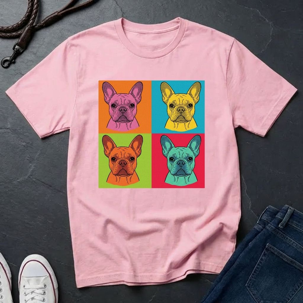 French Bulldog Pop Art Shirt — Colorful 4-Panel Dog Tee — Comfort Colors 1717