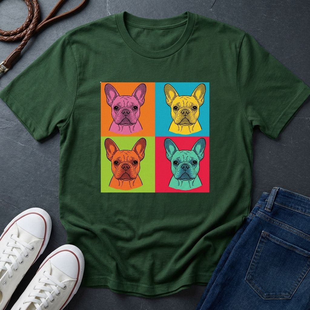 French Bulldog Pop Art Shirt — Colorful 4-Panel Dog Tee — Comfort Colors 1717
