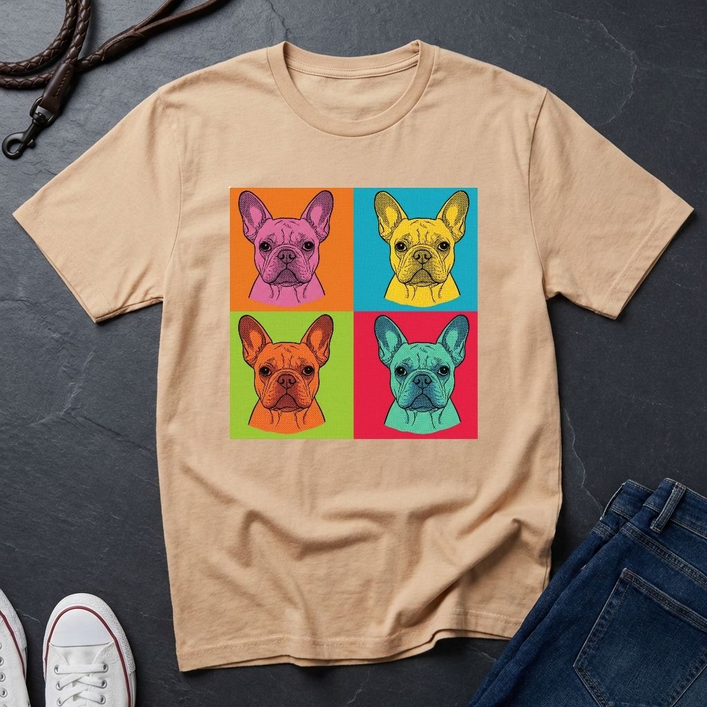 French Bulldog Pop Art Shirt — Colorful 4-Panel Dog Tee — Comfort Colors 1717