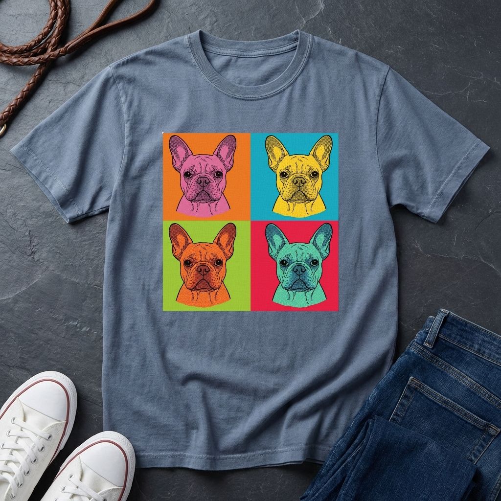 French Bulldog Pop Art Shirt — Colorful 4-Panel Dog Tee — Comfort Colors 1717