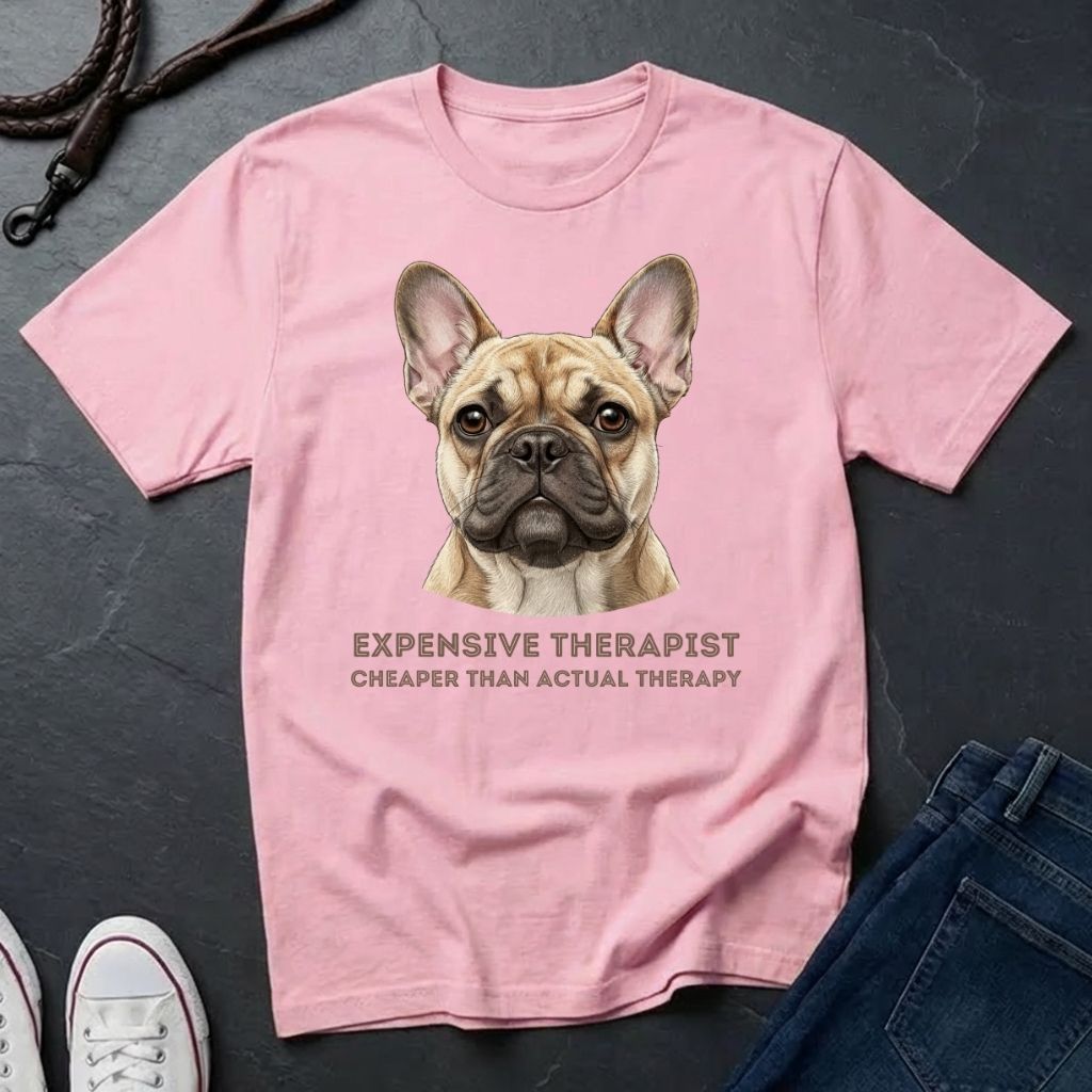 French Bulldog Comfort Colors T-Shirt | Expensive Therapist Cheaper Than Actual Therapy | Dog Lover Gift
