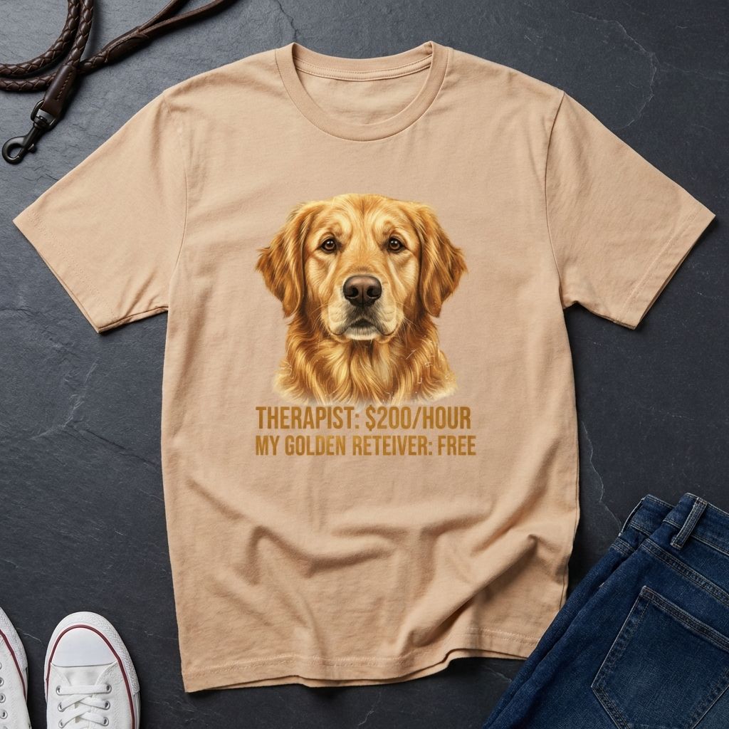 Golden Retriever Comfort Colors T-Shirt | Therapist $200/Hour My Golden Retriever Free | Dog Lover Gift