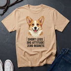 Corgi Comfort Colors T-Shirt | Short Legs Big Attitude Zero Regrets | Dog Lover Gift