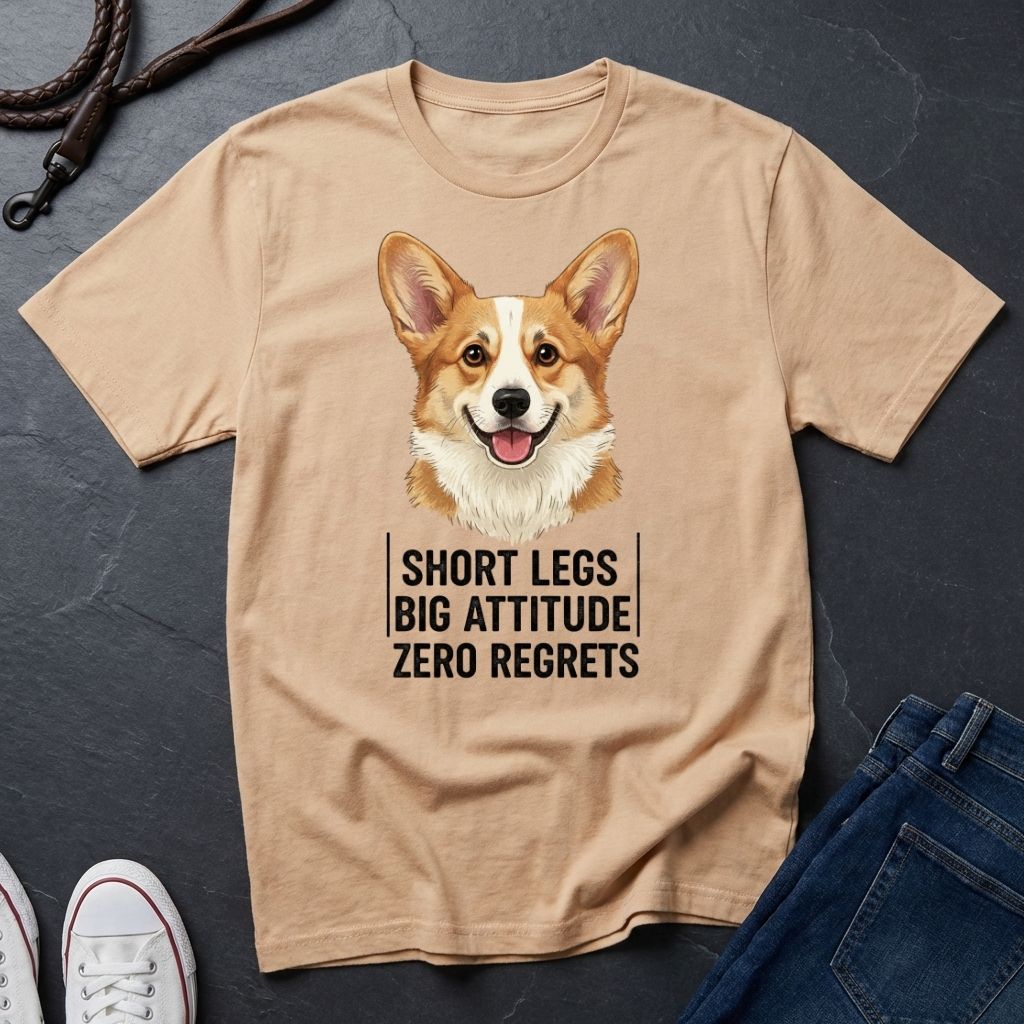 Corgi Comfort Colors T-Shirt | Short Legs Big Attitude Zero Regrets | Dog Lover Gift