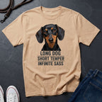 Dachshund Comfort Colors T-Shirt | Long Dog Short Temper Infinite Sass | Dog Lover Gift
