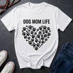 Dog Mom Life Shirt - Paw Print Heart Design - Comfort Colors Dog Lover Gift Tee