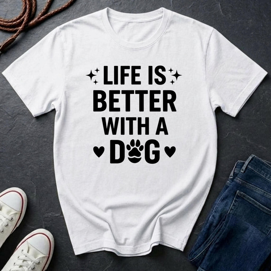 Life Is Better With A Dog Shirt - Dog Lover Gift - Comfort Colors Inspirational Dog Owner Tee