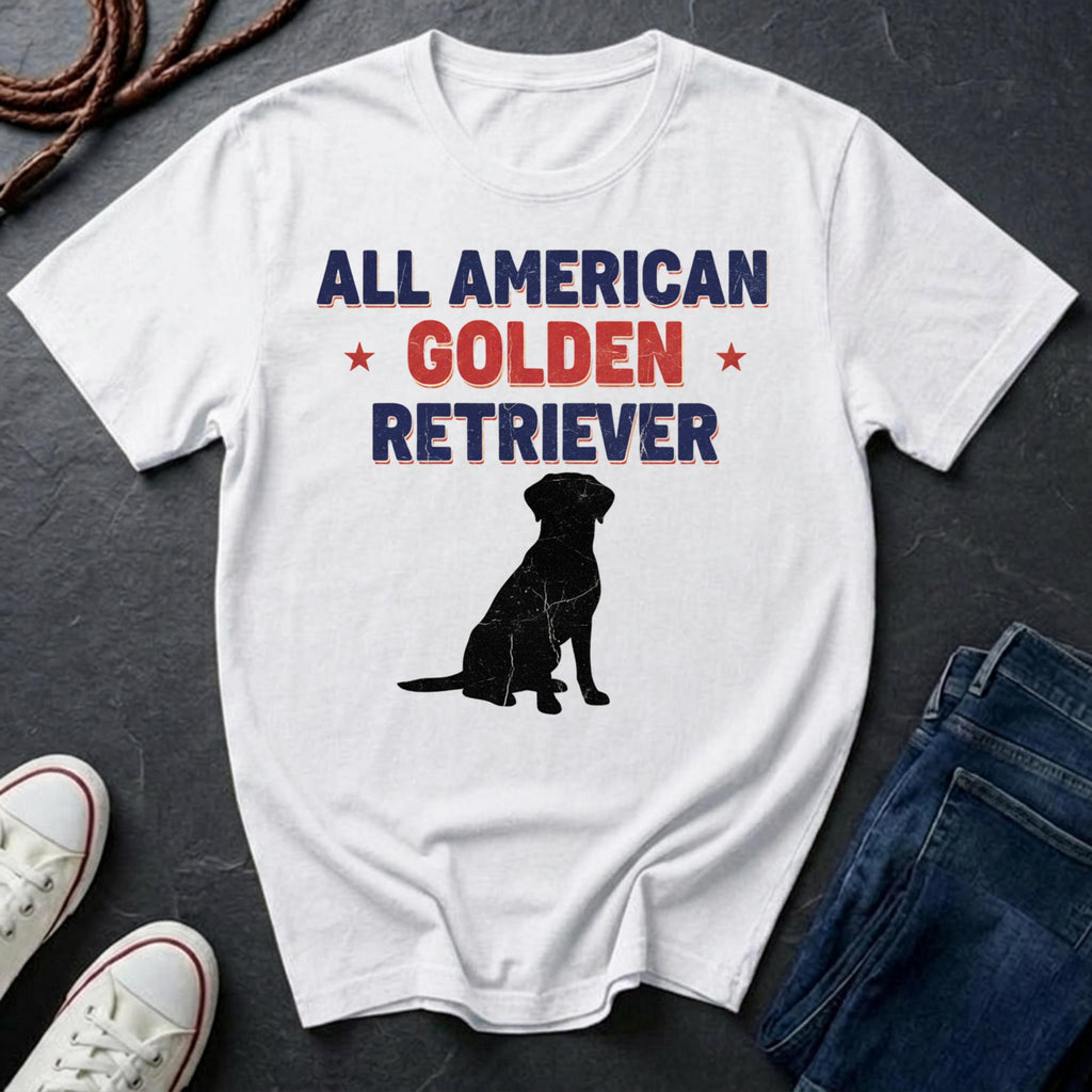 All American Golden Retriever Comfort Colors T-Shirt — Patriotic Dog Lover Tee