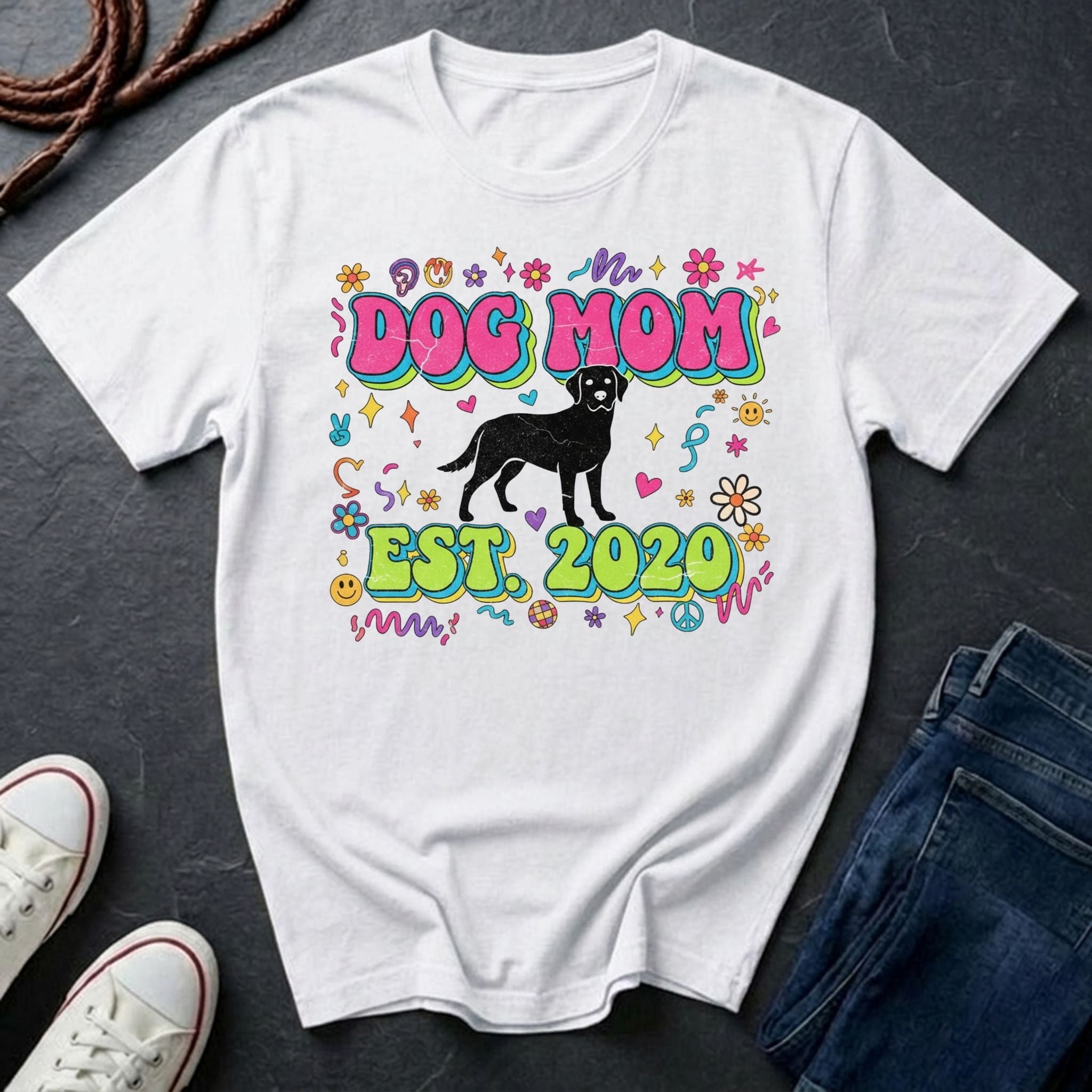 Dog Mom EST. 2020 Shirt - Retro Groovy Design - Premium Comfort Colors - Free Worldwide Shipping
