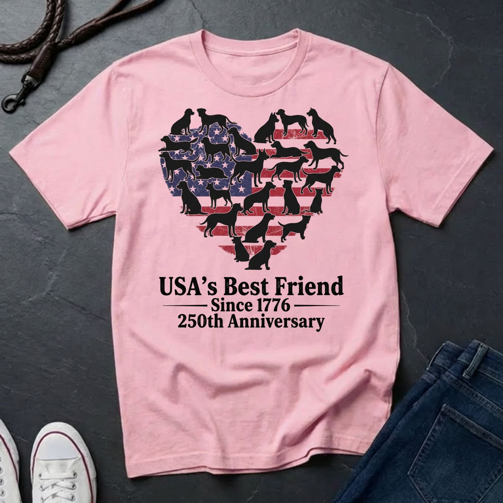 Pink Comfort Colors t-shirt with dog graphic and text on a dark surface