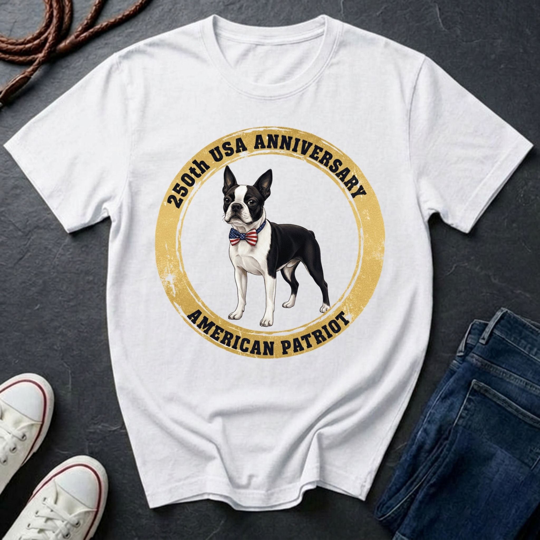 Boston Terrier American Patriot Shirt - 250th USA Anniversary Comfort Colors Tee for Dog Lovers