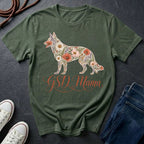 GSD Mama Floral Comfort Colors T-Shirt | German Shepherd Mom Shirt | Boho Wildflower GSD Tee | Gift for German Shepherd Owner