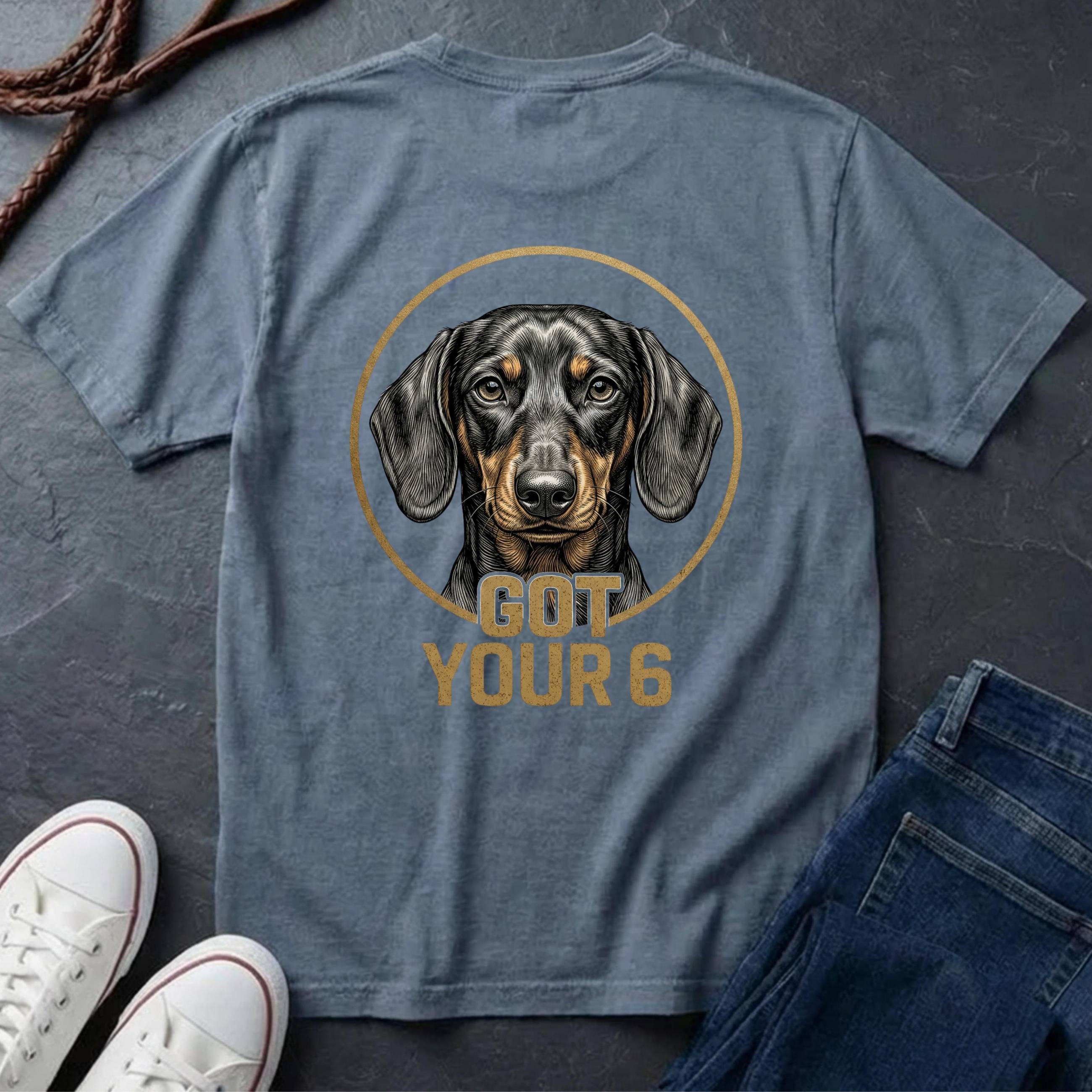 Dachshund Shirt | Got Your 6 Back Print Tee | Wiener Dog Mom Gift | Doxie Lover Tee | Ships to US CA UK AU