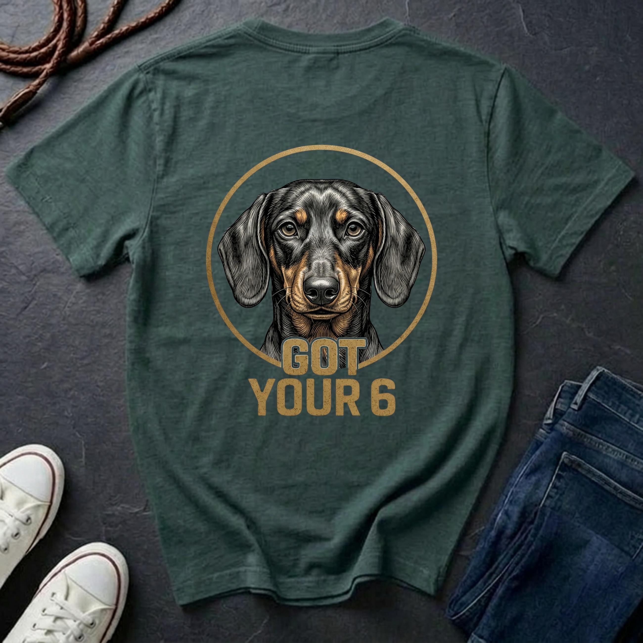 Dachshund Shirt | Got Your 6 Back Print Tee | Wiener Dog Mom Gift | Doxie Lover Tee | Ships to US CA UK AU