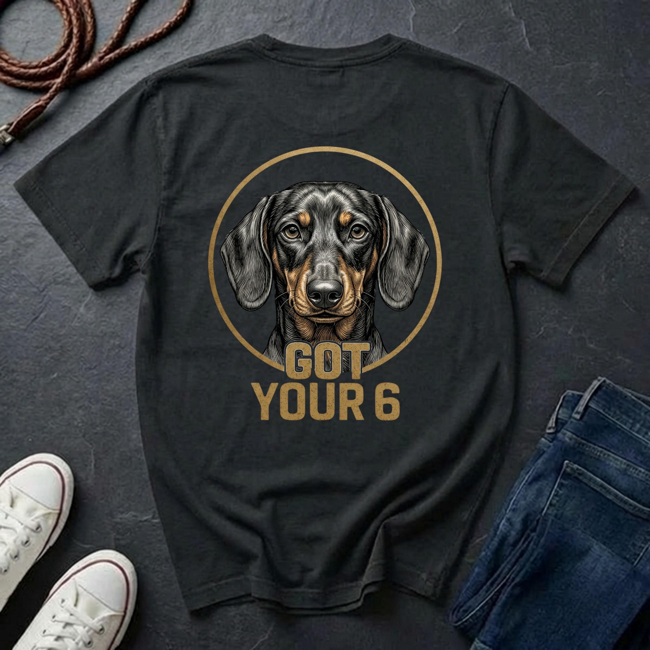 Dachshund Shirt | Got Your 6 Back Print Tee | Wiener Dog Mom Gift | Doxie Lover Tee | Ships to US CA UK AU