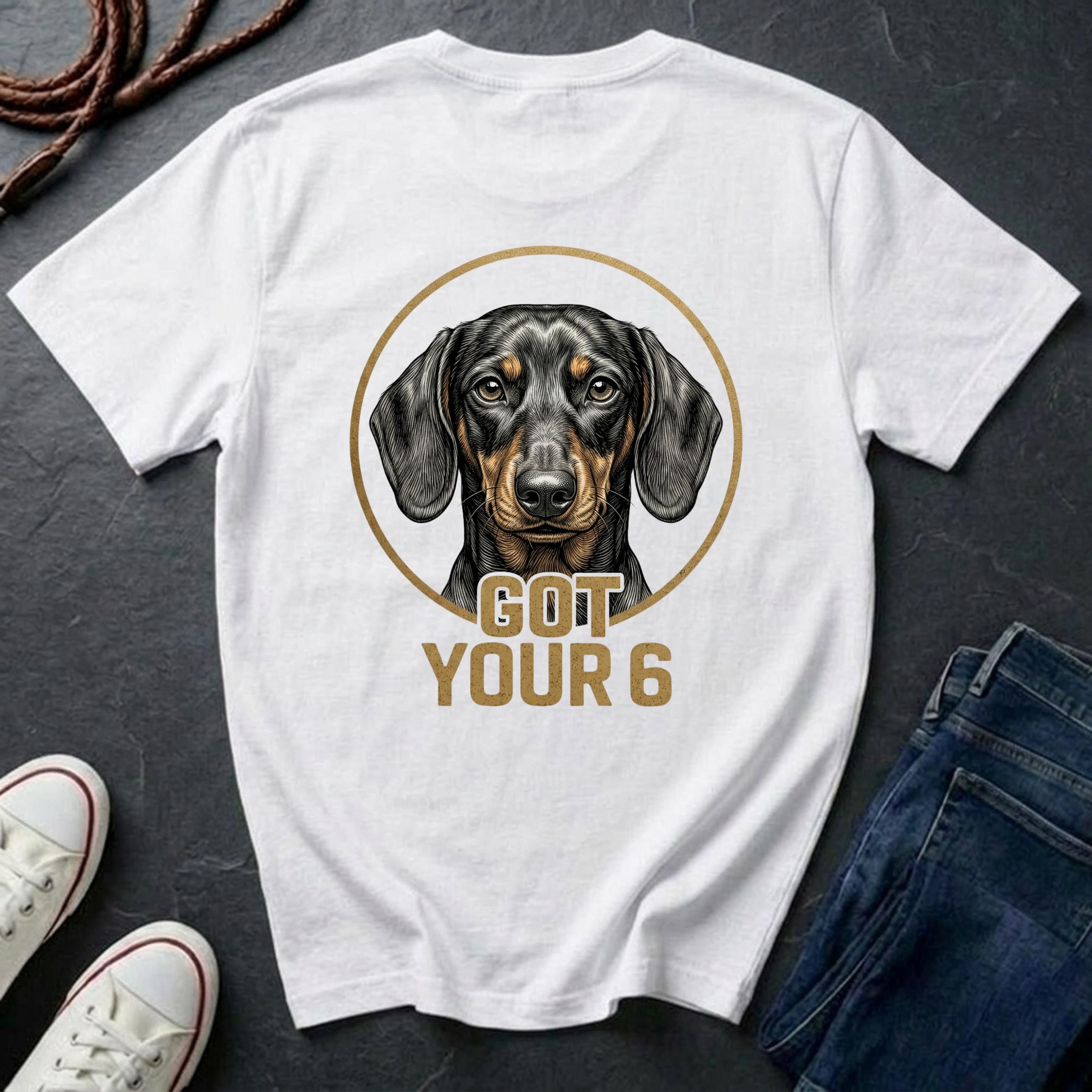 Dachshund Shirt | Got Your 6 Back Print Tee | Wiener Dog Mom Gift | Doxie Lover Tee | Ships to US CA UK AU