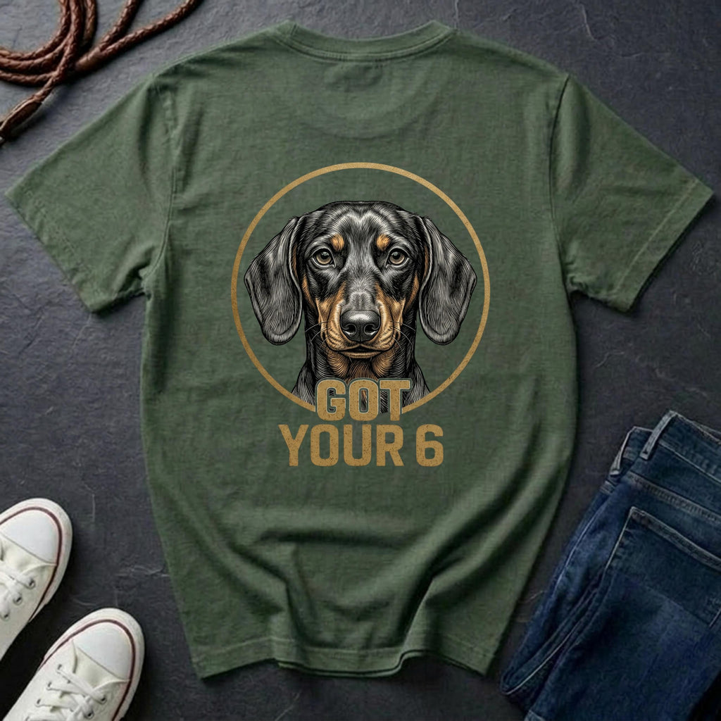Dachshund Shirt | Got Your 6 Back Print Tee | Wiener Dog Mom Gift | Doxie Lover Tee | Ships to US CA UK AU