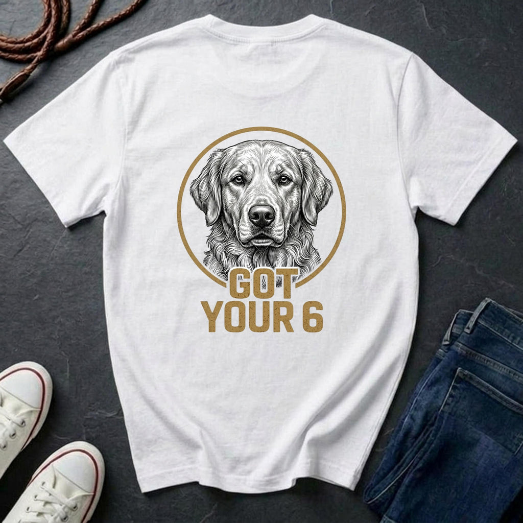 Golden Retriever Shirt | Got Your 6 Back Print Tee | Golden Retriever Mom Gift | Goldie Lover Tee | Ships to US CA UK AU