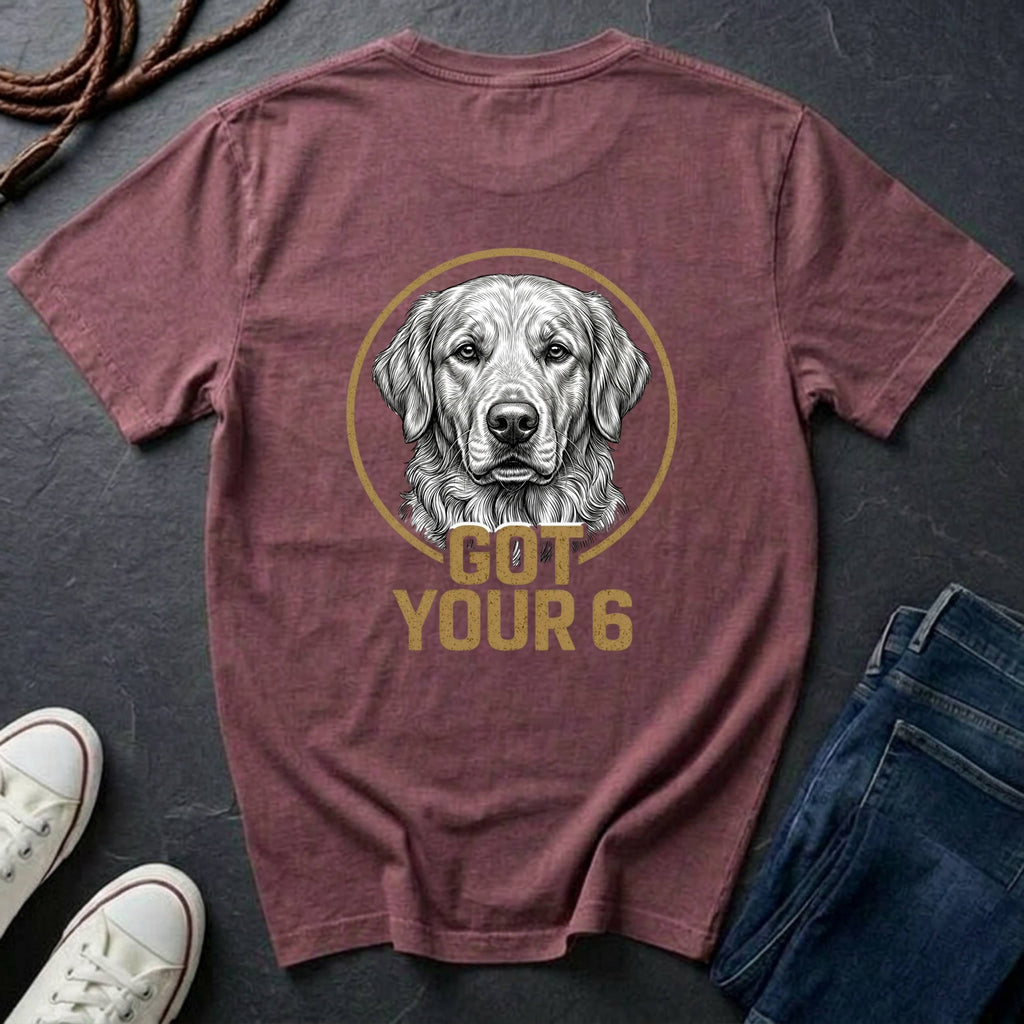 Golden Retriever Shirt | Got Your 6 Back Print Tee | Golden Retriever Mom Gift | Goldie Lover Tee | Ships to US CA UK AU