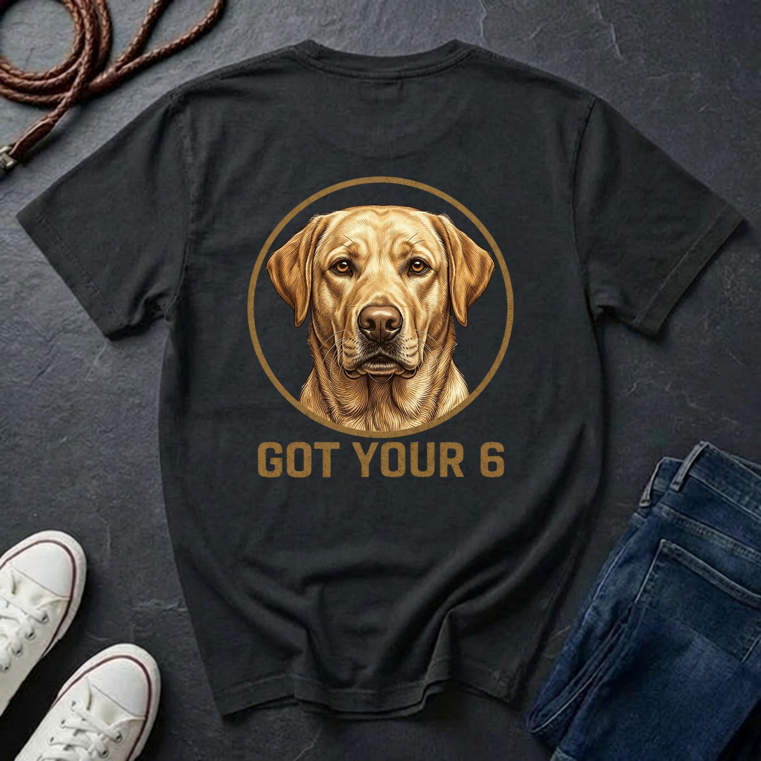 Labrador Retriever Shirt | Got Your 6 Back Print Tee | Lab Mom Gift | Yellow Black Chocolate Lab Tee | Ships to US CA UK AU