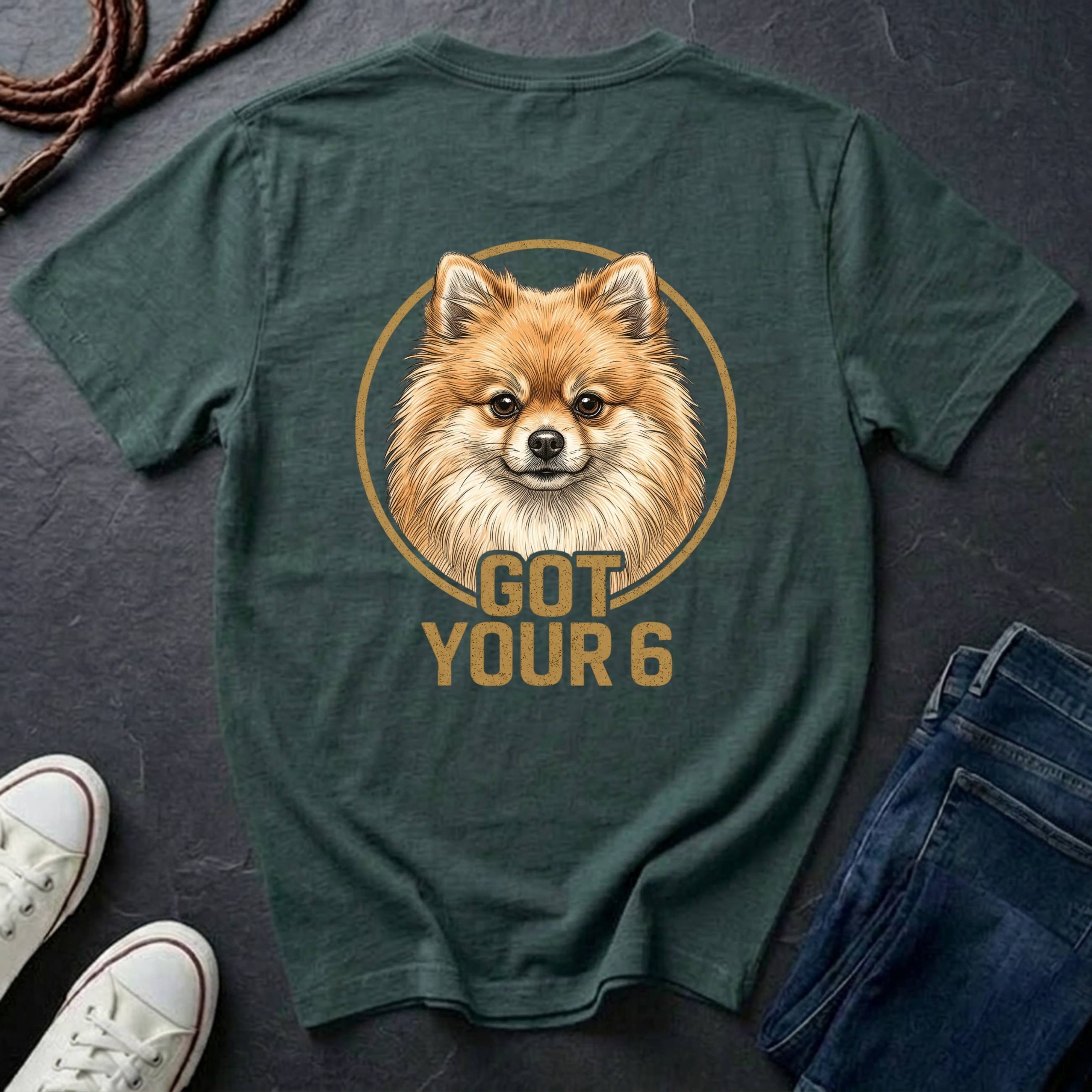 Pomeranian Shirt | Got Your 6 Back Print Tee | Pomeranian Mom Gift | Pom Mom Tee | Ships to US CA UK AU