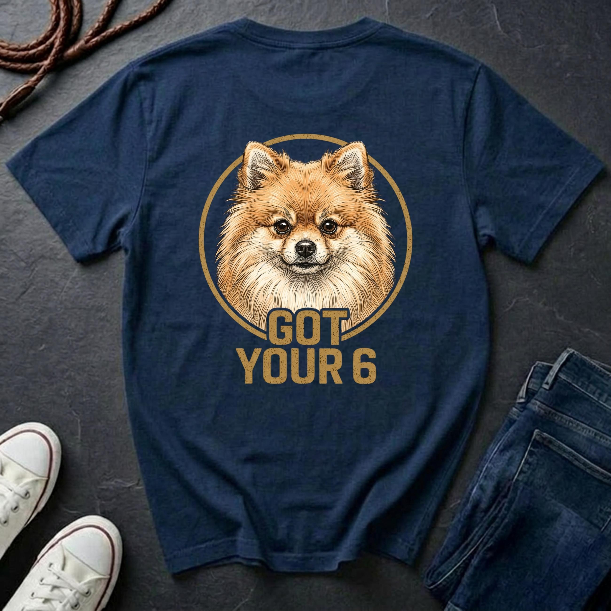 Pomeranian Shirt | Got Your 6 Back Print Tee | Pomeranian Mom Gift | Pom Mom Tee | Ships to US CA UK AU