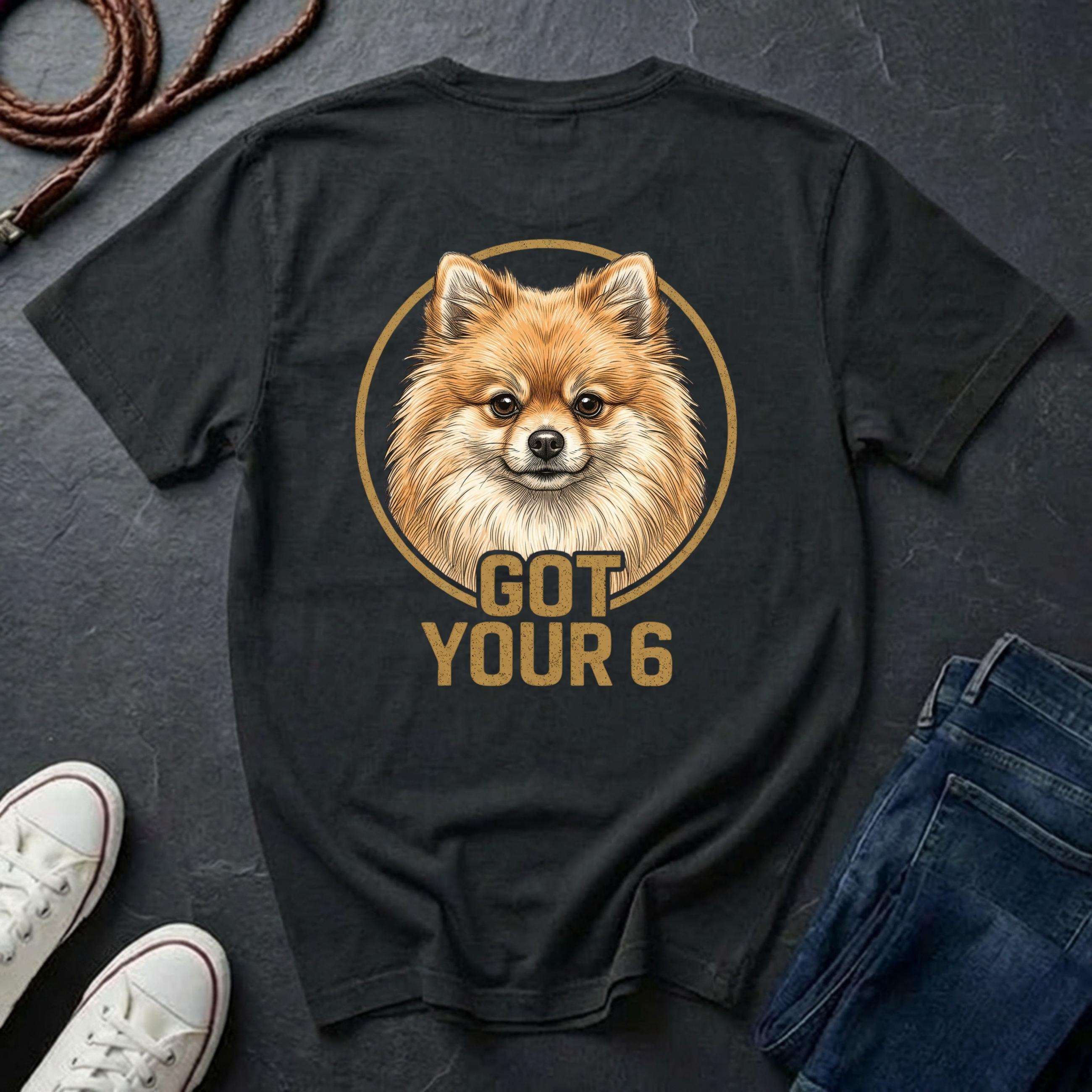 Pomeranian Shirt | Got Your 6 Back Print Tee | Pomeranian Mom Gift | Pom Mom Tee | Ships to US CA UK AU